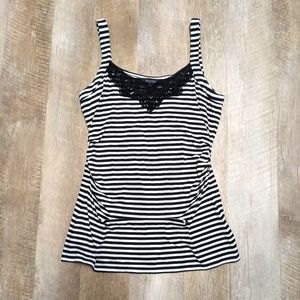 White House Black Market Black and White Sleeveless Top